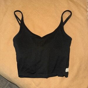 Vuori Black Ribbed Cropped Tank Top